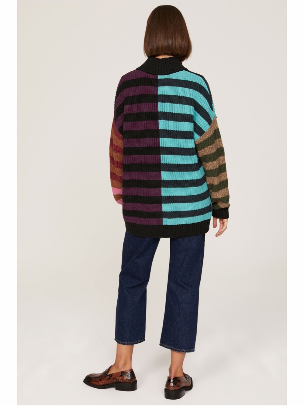 Staud Women’s Multicolored Mosaic Stripe Hampton Chunky Knit Sweater Sz Small - Picture 10 of 10